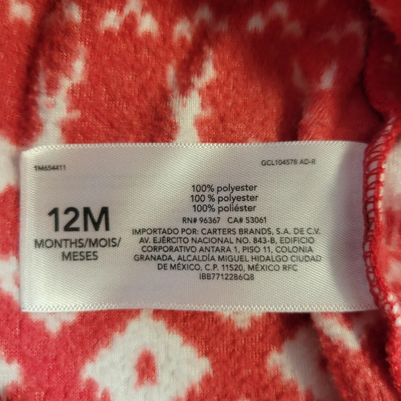 OshKosh B'gosh Fleece Half-zip Christmas Jacket Reindeer Trees Hearts Girl's 12m - Picture 6 of 7